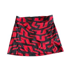 J.Lindeberg Amelie Mid Print Golf Skirt Red Black Size L NWT